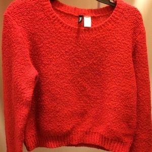 H&M Divide Crop Top Sweater- Red